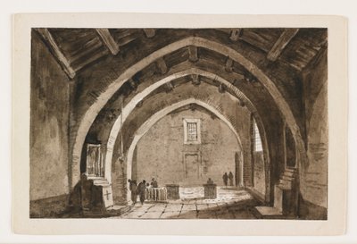 Utsikt over et kirkeinteriør, tidlig på 1800-tallet (penn og brunt blekk og vask over svart kritt) av Italian School