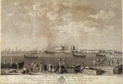 Utsikt over havnen i Barletta av Italian School