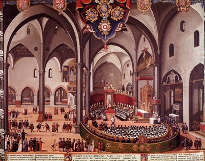 Utsikt over Council of Aquilee i 1596 (Council of Aquileia av Italian School