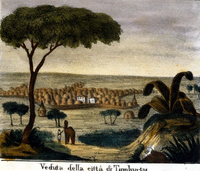 Utsikt over byen Timbuktu i Mali på 1800-tallet. av Italian School