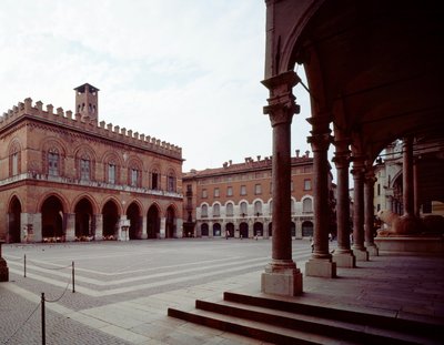 Utsikt over hovedtorget (Piazza del Comune) av Italian School