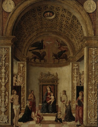 Jomfru og barn på tronen, ca. 1500-20 av Italian School