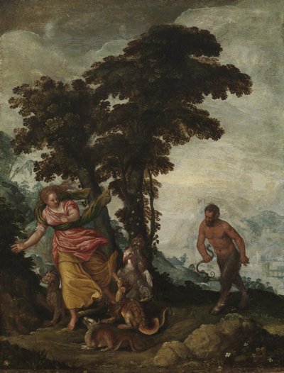 Dyd forfulgt av Vice, ca. 1570-1600 (olje på lerret) av Italian School