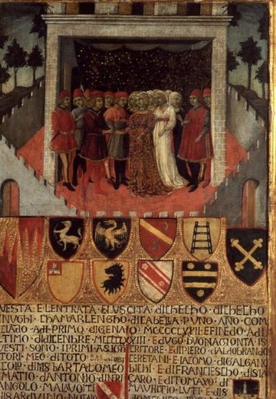 Sărbătoare de nuntă, Sieneză, c.1400 norvegiană av Italian School