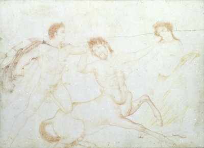 The Death of a Centaur, muligens Eurytus og Pirithous, Herculaneum (enkaustisk maling på marmor) av Italian School Italian School