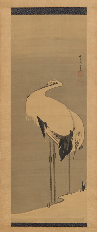 To kraner, 1795. av Ito Jakuchu