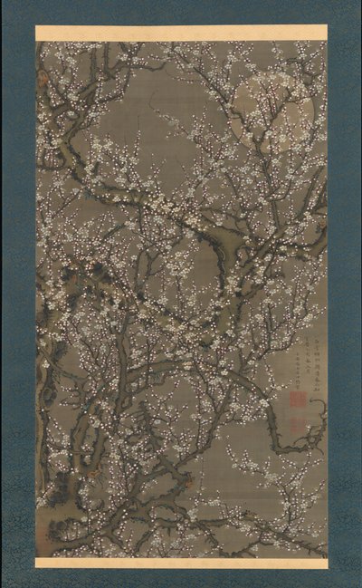 Hvit plommeblomstring og måne, 1755. av Ito Jakuchu