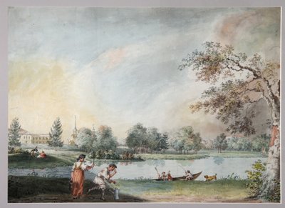 Dammene før bygodset til grev Alexei Kirillovich Razumovsky i Moskva, tidlig på 1800-tallet av Ivan Alexeyevich Ivanov