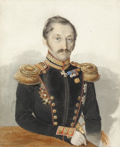 Portrett av general Alexander Danilovich bygggren 1818-1861 av Ivan Alexeyevich Nechayev