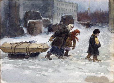 Begravelse av en arbeider som ikke var kommunist av Vladimirov, Ivan Alexeyevich (1869-1947). Akvarell, Gouache på papir av Ivan Alexeyevich Vladimirov