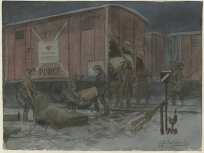 Soldater som plyndrer en jernbanevogn fra serien med akvareller russisk revolusjon, 1922 av Ivan Alexeyevich Vladimirov