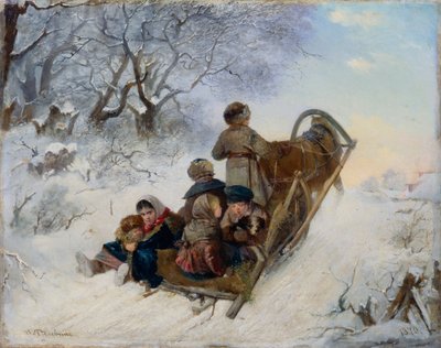 Barn på en hestetrukket slede, 1870 av Ivan Andreyevich Pelevin