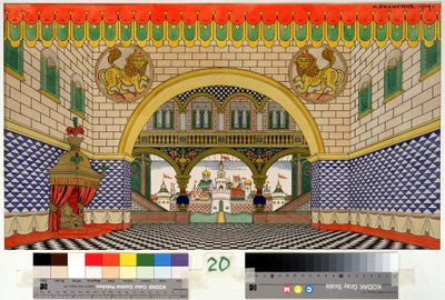 Forberedende tegning til settet til operaen Den gyldne hane av Nicholas (Nikolai) Rimsky Korsakov (Rimsky-Korsakov) (1844-1908). Maleri av Ivan Yakolevich Bilibin (Bilibi) av Ivan Yakovlevich Bilibin