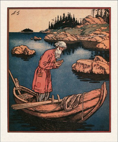 Illustrasjon til historien om fiskeren og fisken av Bilibin, Ivan Yakovlevich (1876-1942) av Ivan Yakovlevich Bilibin