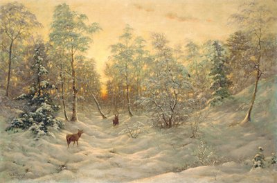 Hjort i et snølandskap i skumringen av Ivan Fedorovich Choultse
