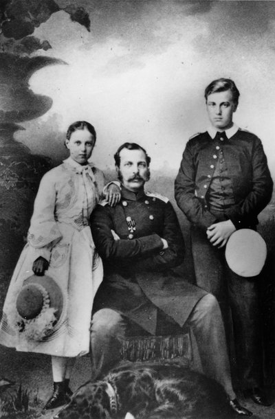 Tsar Alexander II av Russland med datteren Maria og sønnen Alexei, 1863 av Ivan Fyodorovich Alexandrovsky