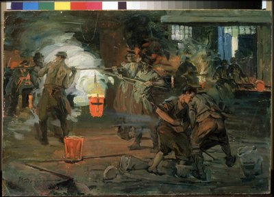 ""Arbeidere i et støperiverksted"" Maleri av Ivan Georgievich Drozdov (1880-1939) 1923 State Russian Museum Saint Petersburg av Ivan Georgievich Drozdov