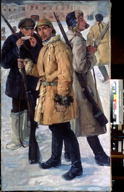 ""Soldiers of the Red Army"" Maleri av Ivan Drozdov (1880-1939) 1918 State Central Artillery Museum, Saint Petersburg av Ivan Georgievich Drozdov