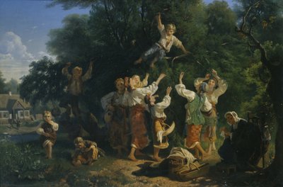 Kirsebærhøst i en frukthage for grunneiere i Ukraina, 1858 av Ivan Ivanovich Sokolov