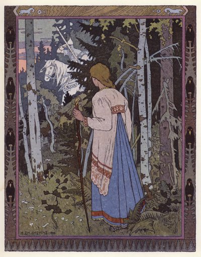Illustrasjon for Vassilisa The Beautiful (farge litho) av Ivan Yakovlevich Bilibin