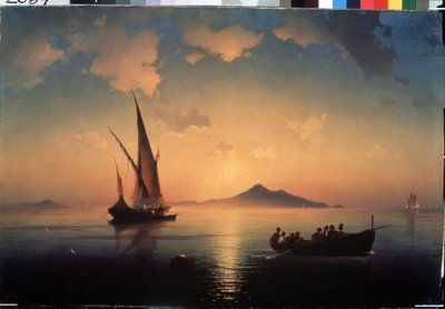La baie de Naples (Napoli-bukten) (Italia). Peinture av Ivan Konstantinovich Aivazosky (Ivan Konstantinovitch Aivazovski av Ivan Konstantinovich Aivazosky