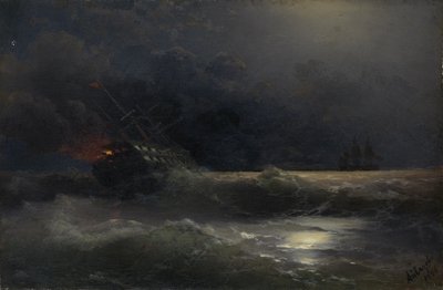 Brennende skip En episode av den russisk-tyrkiske krigen, 1896 av Ivan Konstantinovich Aivazovsky