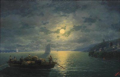 Krysser Dnepr-elven ved månelys natt, 1897 av Ivan Konstantinovich Aivazovsky