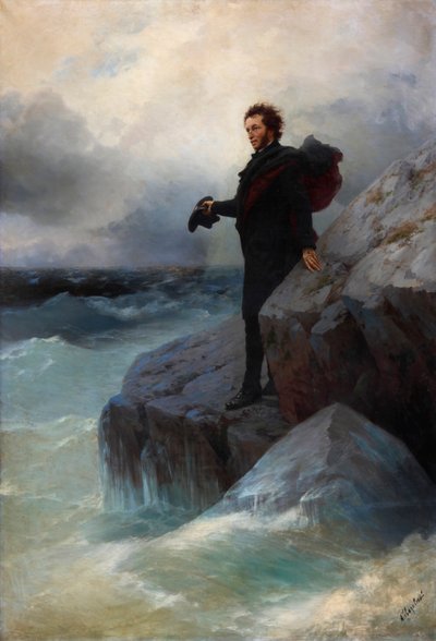 Farvel, fritt element, o Hav! Alexander Pushkin ved Svartehavet, 1877. av Ivan Konstantinovich Aivazovsky