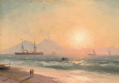 Ser på skip ved solnedgang, av Ivan Konstantinovich Aivazovsky