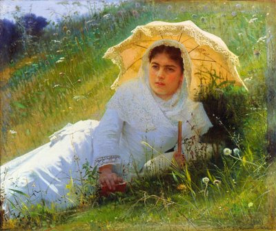 En varm dag på gresset. Middag, 1883 av Ivan Kramskoy