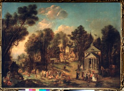 Temple Celebration - Maleri av Ivan Michailovich Tankov (Tonkov) (1740-1799), olje på lerret av Ivan Michailovich Tankov