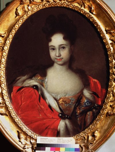 Portrett av storhertuginne Anna Petrovna av Russland (1708-1728) (Portrett av storhertuginne Anna Petrovna av Russland). Maleri av Ivan Nikitich Nikitin (Nikitine) (ca. 1680-etter 1742), olje på lerret, før 1716. Russisk kunst fra 1700-tallet. Delstaten Tr av Ivan Nikitich Nikitin