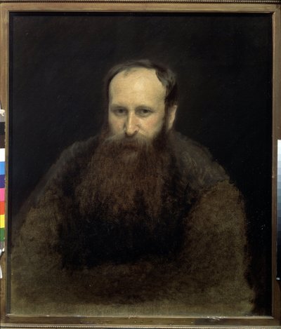 Portrett av kunstneren Vasily Vereshchagin (1842-1904) (Portrett av kunstneren V.Vershchagin). maleri av Ivan Nikolayevich Kramskoi (1837-1887), olje på lerret av Ivan Nikolaevich Kramskoy