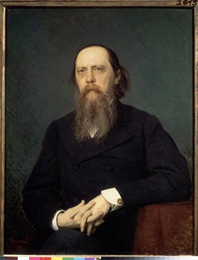 Portrett av forfatteren Mikhail Saltykov-Shchedrin (Saltykov Shchedrin, Saltykov-Shchedrin, Saltykov Shchedrin) (1826-1889) (Portrett av forfatteren M. Saltykov Shchedrin). Maleri av Ivan Nikolayevich Kramskoi (1837-1887), olje på lerret av Ivan Nikolaevich Kramskoy