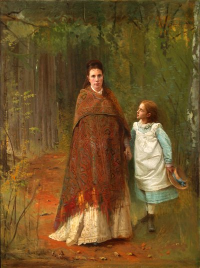 I parken. Portrett av kunstnerens kone og datter, 1875 av Ivan Nikolaevich Kramskoy