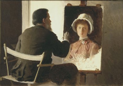 Kramskoy maler et portrett av sin datter, 1884 av Ivan Nikolaevich Kramskoy