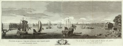 Utsikt over elven Neva mellom Galley Yard og Vasilyevsky Island Book til 50-årsjubileet for St Petersburg, 1753 av Ivan Petrovich Elyakov