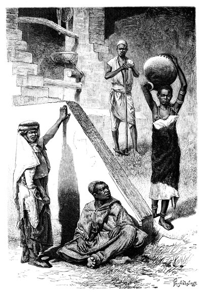 Sudanesiske arabere og en kvinnelig Shilluk-slave, Sudan, 1895. av Ivan Pranishnikoff