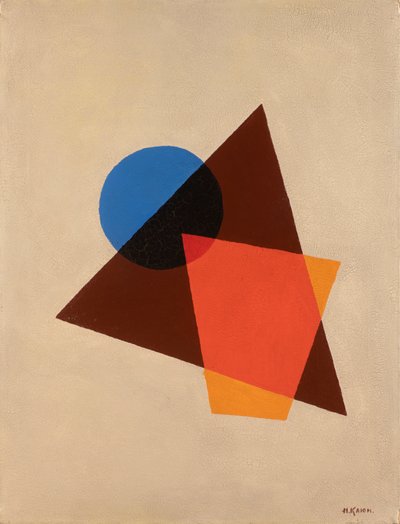 Komposisjon med gjennomsiktig rød, brun og blå, 1920. av Ivan Vassilyevich Klyun