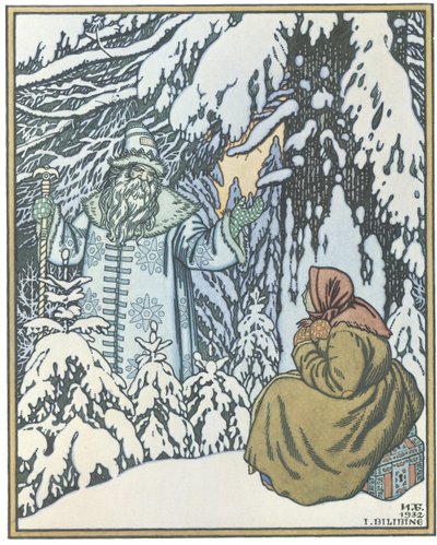 Illustrasjon for eventyret Morozko, 1932 av Ivan Yakovlevich Bilibin