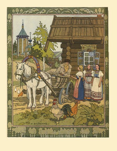 Illustrasjon til eventyret Fjæren til Falken Finist, 1901-1902 av Ivan Yakovlevich Bilibin