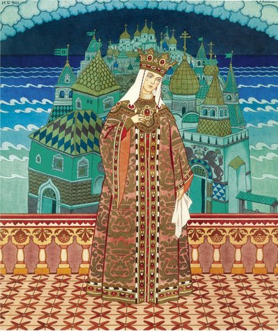 Militrissa. Kostymedesign for operaen The Tale of Tsar Saltan av N. Rimsky-Korsakov av Ivan Yakovlevich Bilibin