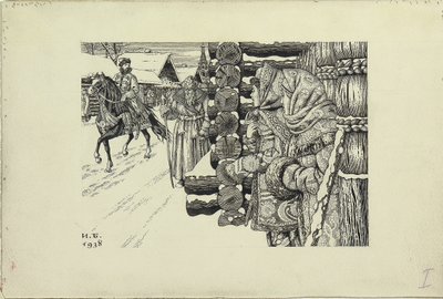 Moscow Street på 1500-tallet, 1938 av Ivan Yakovlevich Bilibin