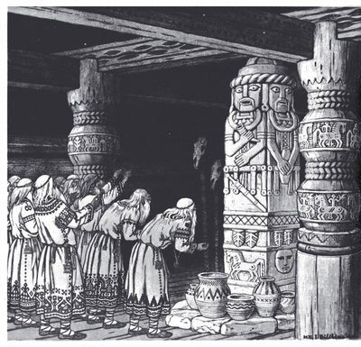 Tilbedelsen av guden Svetovid, 1934 av Ivan Yakovlevich Bilibin