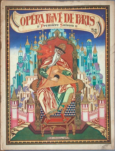 Tittelside til suvenirprogram for operaen The Tale of Tsar Saltan av N. Rimsky-Korsakov, 1928 av Ivan Yakovlevich Bilibin