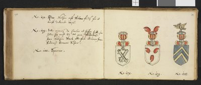 Illustrasjon hentet fra et privatarkiv i Nasjonalbiblioteket med tittelen Insignia quædam virorum illustrium in Norvegia quodam habitantium av Iver Nielssøn Hirtzholm av Iver Hirtzholm