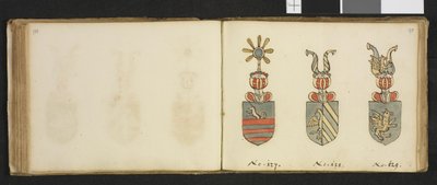 Illustrasjon hentet fra et privatarkiv i Nasjonalbiblioteket med tittelen Insignia quædam virorum illustrium in Norvegia quodam habitantium av Iver Nielssøn Hirtzholm av Iver Hirtzholm