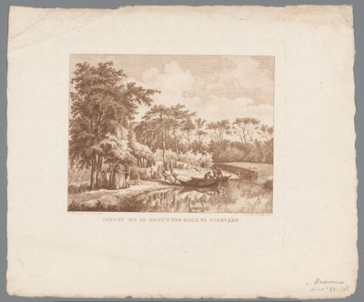 Selskap ved bredden av Brouwerskolk i Overveen Ansiktet til Brouwers-Kolk i Overveen (tittel på objekt) av Izaak Jansz. de Wit