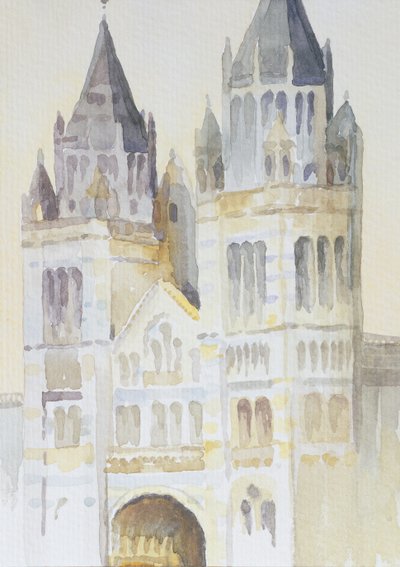 Hovedinngangen til The Natural History Museum, London, dagtid, 1994 (wc på papir) av Izabella Godlewska de Aranda