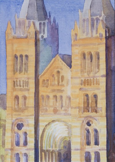 Hovedinngangen til The Natural History Museum, London, Sunset, 1994 (wc på papir) av Izabella Godlewska de Aranda